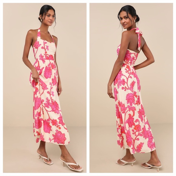 Lulus Dresses & Skirts - Lulu's Pink Floral Maxi Dress